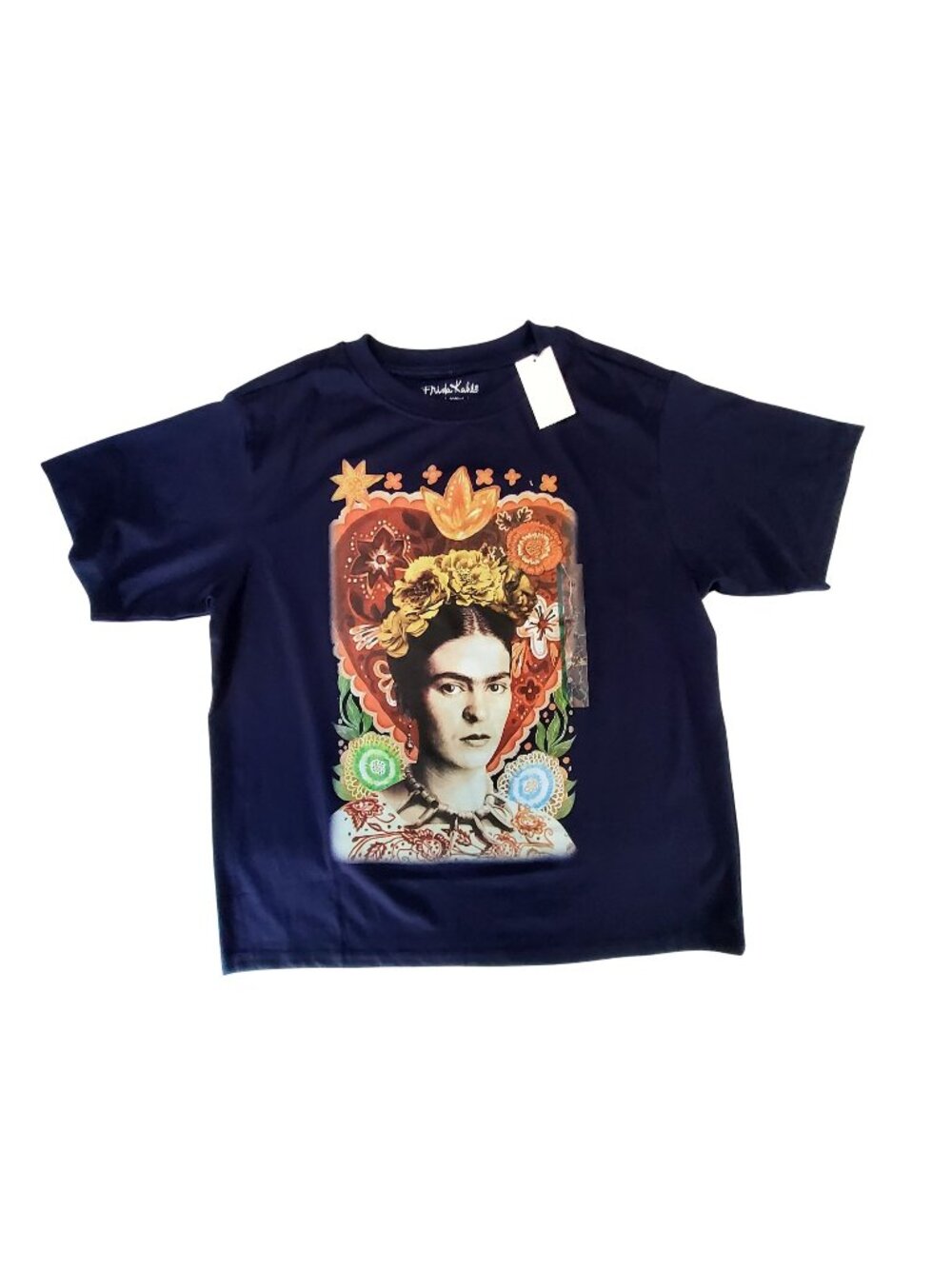 Frida Kahlo Navy Blue Graphic T-Shirt  Crew neckline Medium  Soft and breathable